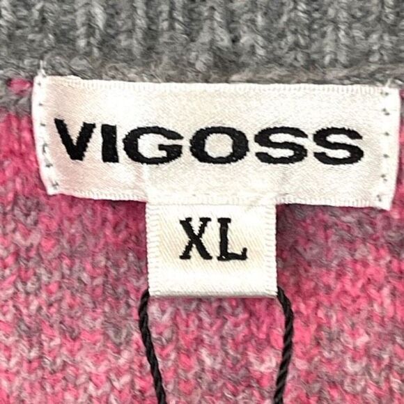 NWT Vigoss Sweater Womens XL Barbie Pink Leopard Print Knit Pullover Long Sleeve - Picture 4 of 15